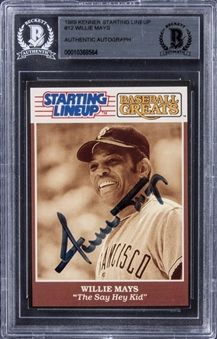 1989 Kenner Starting Lineup #12 Willie Mays Signed Card - BGS Authentic Auto